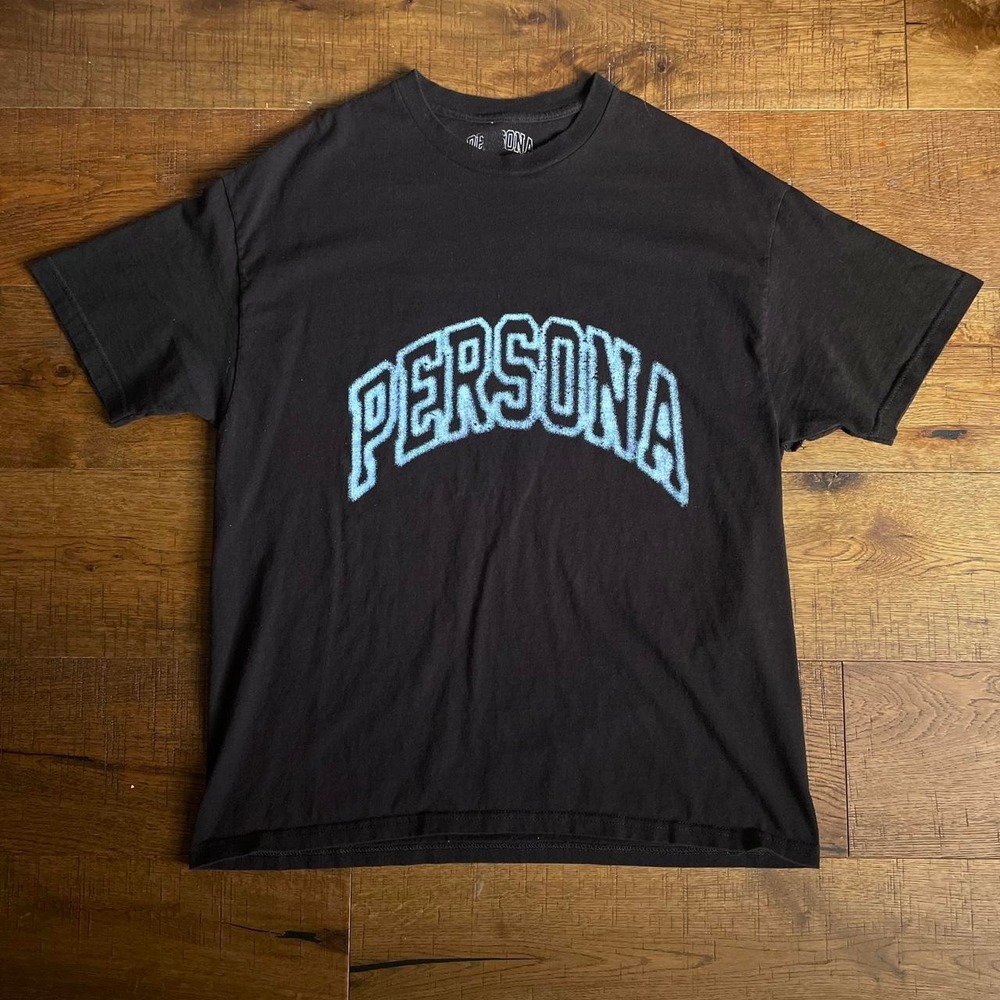 Persona Graphic Tee Mens XL Black Skater Raptee Maxo Kream Blue Logo
